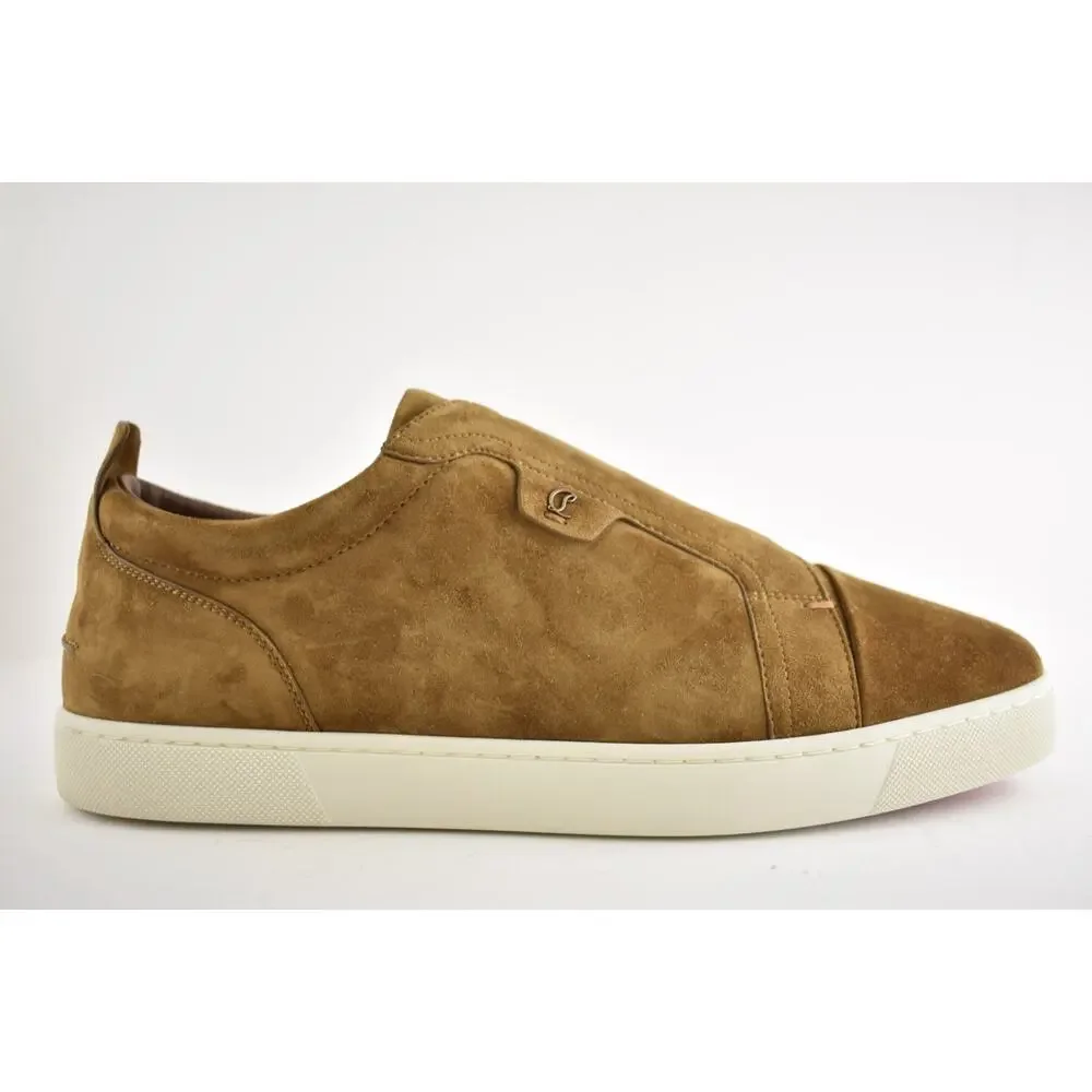 Christian Louboutin Mens St Louis Flat Rhea Brown Suede Low Top Sneakers 47 14